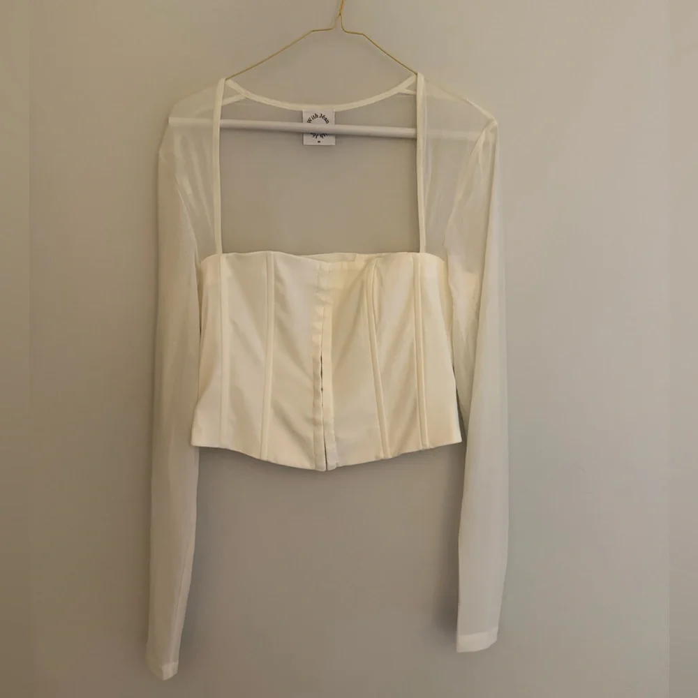 White With Jean Mesh Bustier top - Picture 5 of 7